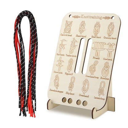 Learn Knot Training Board with 16 Knotting Methods - Wooden Knot Tying Kit for Outdoor Camping & Sailing