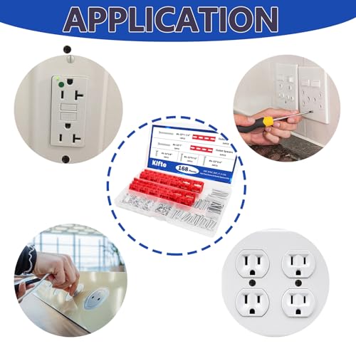 168pcs Wall Plate Screws with Outlet Spacers Kits, 3/8", 9/16", 3/4", 1", 1.2" Outlet Screws 6-32 and Receptacle Spacers for Switch Electrical Box - color: White+Red, size: 3/8", 9/16", 3/4", 1", 1.2"