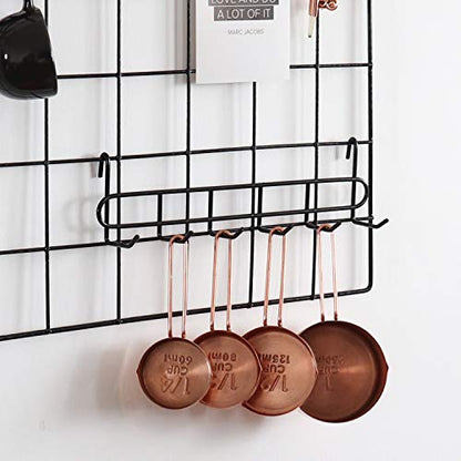 Storage Hooks Rack, 2 Pack - Iron Wire Grid Hooks for Wall Mount Storage and Display, 10.7”x 2.8”x1.8 », Black - color: Black