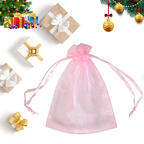 Boshen 100/200PCS Organza Gift Candy Sheer Bags Mesh Jewelry Pouches Drawstring Bulk for Wedding Party Favors Christmas (3" X 4"(100PCS), Pink) - color: Pink-3" X 4"(100PCS)
