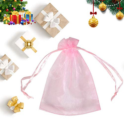 Boshen 100/200PCS Organza Gift Candy Sheer Bags Mesh Jewelry Pouches Drawstring Bulk for Wedding Party Favors Christmas (3" X 4"(100PCS), Pink) - color: Pink-3" X 4"(100PCS)