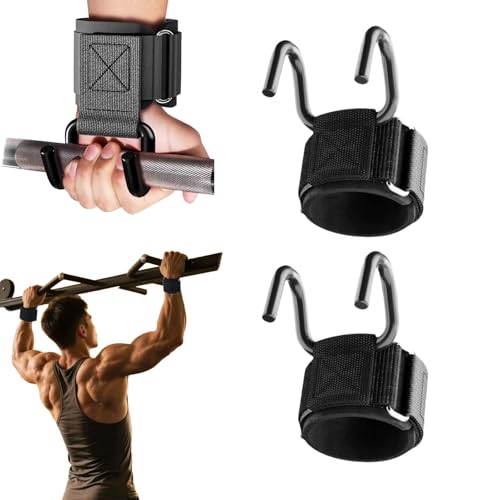 Lifting Hooks for Weight Lifting, 1 Pair 330LB Heavy Duty Gym Straps | 330 LB Capacity, Heavy Duty Gym Lifting Straps, For Barbell, Deadlifts, Pull-Ups, Strength Training, Wrist Protection