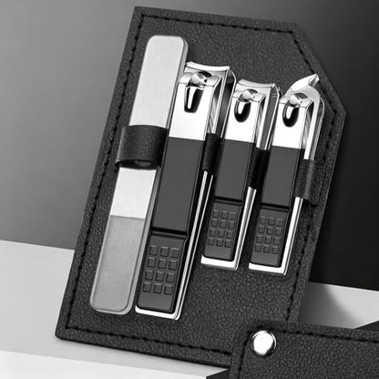 Nail Clippers Set - 4 Pcs Professional Nail Care Kit with Case, Portable Grooming Tool for Men & Women,Great Christmas Gift,Stocking Stuffers Ideal