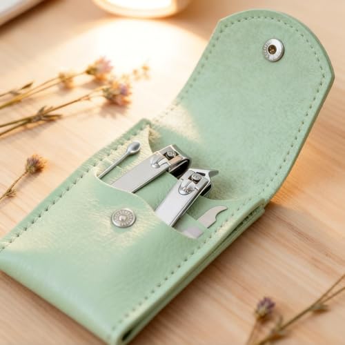 20-Piece Complete Nail Care Kit, Professional Manicure Set with Stainless Steel Tools for Home Use, Travel & Gifts | Portable Nail Clipper Kit in Gleen Case(Gleen) - color: Gleen