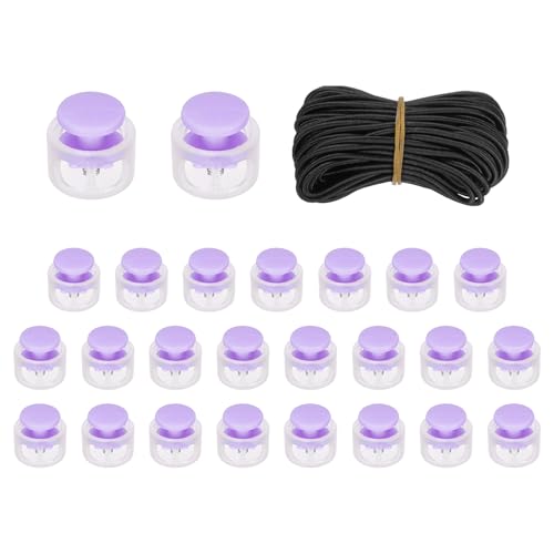 uxcell 25 Pcs Double Hole Cord Locks with 32.8 ft Elastic Cord, 14mm Nylon Spring Toggle Stopper Clip for Backpack Shoelaces Drawstring Paracord Pants, Light Purple - color: Light Purple, size: 14mm