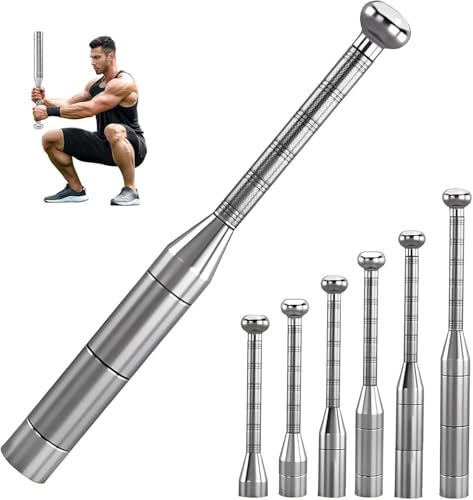 Motion Space Adjustable Macebell Clubbell for Strength Training, Premium Steel Indian Club for Full Body, Muscles, Shoulder, Grips & Forearms Workouts to Stretching - color: Silver-17.5lbs