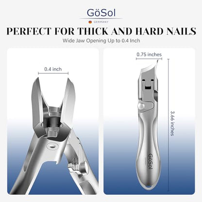Ingrown Nail Clipper, Sharp Stainless Steel Slanted Finger Toe Nail Cutter | Angled Nail Cutter, Anti-Splash, Built-in Lock, One Handed Nail Trimmer, Curved Blades, Wide Jaw, Cuticle Trimmer, Washable - style: Slanted Nail Clipper