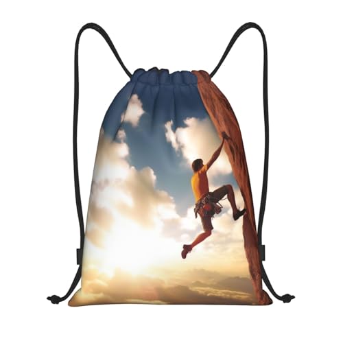 Rock Climbing Sports print Drawstring Bag Waterproof Portable Backpack Traveling Sackpack For Gym Shopping Sport Medium - size: Medium