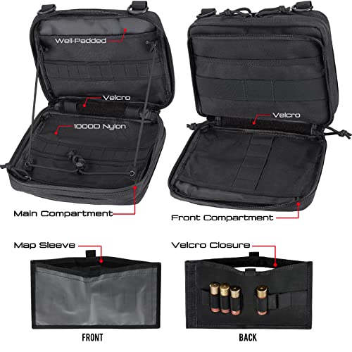 WYNEX Tactical Molle Admin Pouch, Double Layer Large EDC Tool Pouch Bag | Laser-Cut Design, Medical EMT IFAK with Map Pocket, Tool Organizer Molle Accessories, Flag Patch Included, 9.5"x7.5"x3.2" - color: Black
