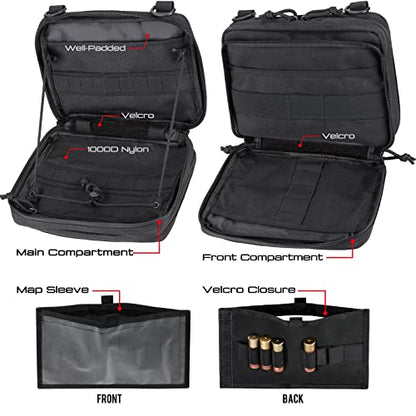 WYNEX Tactical Molle Admin Pouch, Double Layer Large EDC Tool Pouch Bag | Laser-Cut Design, Medical EMT IFAK with Map Pocket, Tool Organizer Molle Accessories, Flag Patch Included, 9.5"x7.5"x3.2" - color: Black