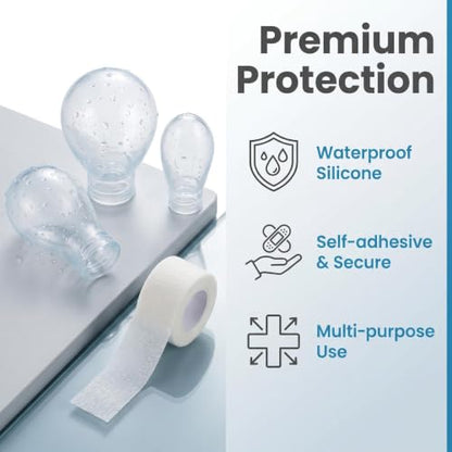 3PCS Waterproof Finger Protector&Bandage, Silicone Finger Covers for Showering, Leak-Proof Sealed Design, Reusable Finger Sleeve for Wound Protection(S&M&L&Bandage White) - size: 2white small&middle&large