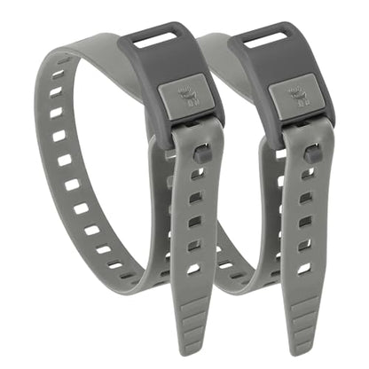 2-Pack Stiff TPU Utility Straps, 80kgf for Bike Moto Ski | 8-Figure Lock, 360° Wrap, Rigid TPU,-40~140°F, Connectable, Grey - color: Rock ash