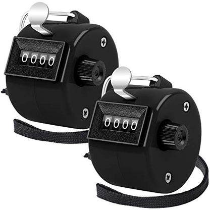 FEBSNOW 2 Pack Tally Counter Clicker 4 Digit Number for School Event | For Row Sport School Event Coaches, Mechanical 4 Digit Counting, Handheld People Clicker Counter - color: Two Black