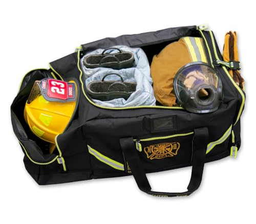 Lightning X Products Fireman Premium 3XL Firefighter Rescue Step-In Turnout Fire Gear Bag With Shoulder Strap & Helmet Pocket (Black) - color: Black
