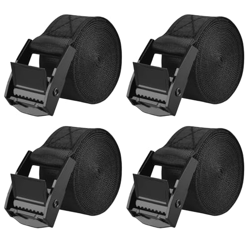 Cinch Tie Down Strap Lashing Straps Heavy Duty Nylon Straps with Cam Buckles for Cargo, Trucks, Boat, Motorcycle,SUP, Kayak, Canoe, Trailer (0.5m, Black - 4 Pack) - color: 01# Black - 4 Packs, size: 1" x 1'