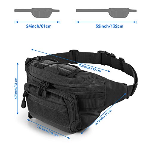 FRTKK Tactical Fanny Pack Military Waist Bag Pack with USA Flag Patch Utility Hip Pack with Adjustable Strap for Outdoors Fishing Cycling Camping Hiking Dog Walking (Black 2) - color: Black 2