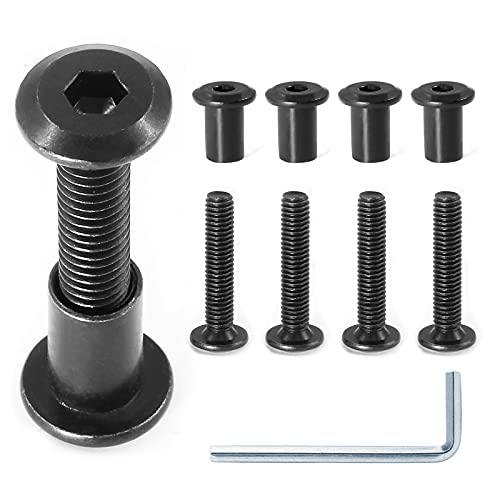 M6x30mm Hex Drive Socket Cap Bolt, Black, 10 Pair (20 Piece) | Allen Wrench Included, Furniture Connector Bolts, Countersunk Screw Barrel Nuts, For Crib Replacement Belt Cabinet - color: Black, size: M6x30mm