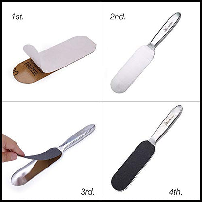 20 Pieces Stainless Steel Pedicure File Refill Pads 5.2" x 1.7'', Replacement Pads, Coarse-Fine Double Side Reusable with Removable Glue, Remove Callus & Dead Skin (20 Refills Pads) - size: 20 Count (Pack of 1)
