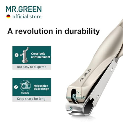 MR.GREEN Nail Clippers Stainless Steel Anti Splash Fingernail Cutter Manicure Tools Bionics Design Pedicure Scissor Nail Trimmer (Nail Clipper (Medium)+Nail File) - color: Nail Clipper (Medium)+nail File