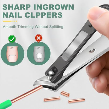Ingrown Nail Clippers, CLPPNA Slanted Curved Blade Toe Nail Clippers for Ingrown Toenails & Fingernail, Stainless Steel Toenail Clippers Cutter, Angled Nail Clippers for Seniors, Men, Women - style: 1PCS（45°Ingrown）