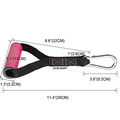 Upgraded Cable Machine Attachments Resistance Bands Handles Grips Fitness Strap Stirrup Handle Cable Attachment Silicon Grip with Metal Carabiner Colorful Version - color: Rose