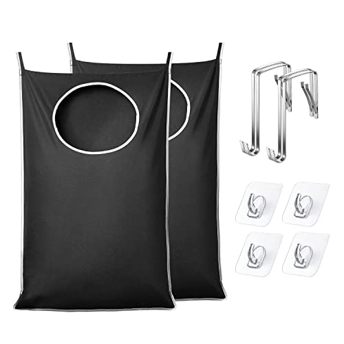 KEEPJOY XL 2-Pack Door Hanging Laundry Hamper, Size 36.5X22.5 Inch Door Hamper Bag with Large Opening and Sturdy Hooks for All Family Laundry Storage bag (Black-2Pack) - color: Black-2Pack