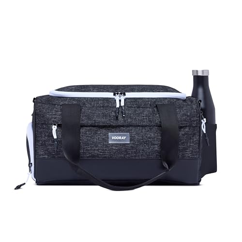 Vooray Boost Small Gym Bag for Women and Men, 23L, Graphite | Compact Duffle Bag for Sports, Travel, Shoe Compartment, Water Bottle Pocket, Wet/Dry Pocket, Key Clip, Adjustable Strap - color: Graphite