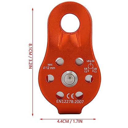 Movable Side Swing Single Pulley Mobile Side Plate Pulley 26KN Downhill Pulley Portable for Outdoor Climbing Crossing Lifting (Orange)