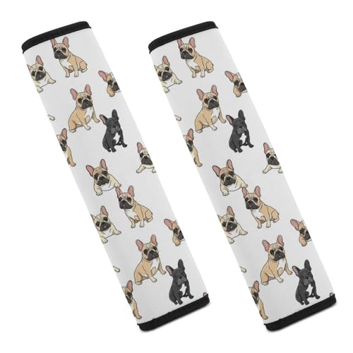 2PCS French Bulldog Cute Dog Cartoon Car Seat Straps Shoulder Pads Universal Soft and Comfortable Seat Belt Covers Cushion for Child, All Vehicles, Shock Absorption - color: Pattern 250