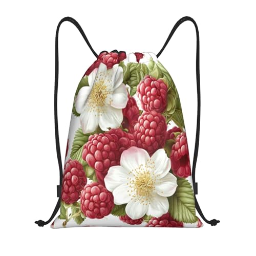 Drawstring Sports Backpacks - Lightweight Swim Gym Bags for Women Men String Sackpack for Beach Travel Yoga(Small, Raspberry Flower) - color: Raspberry Flower, size: Small