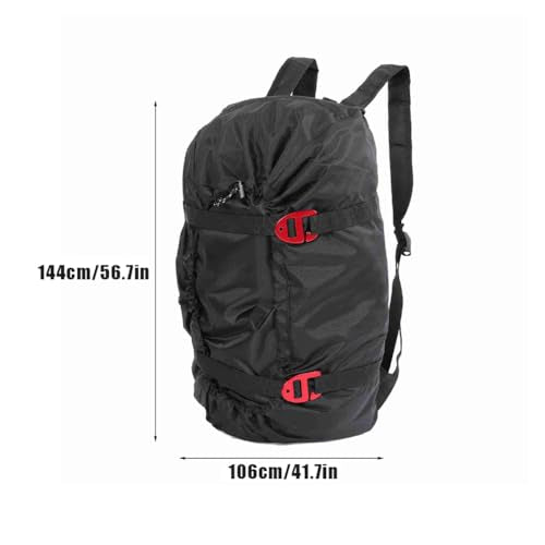 Tiiyee Rock Climbing Rope Bag, Arbor Rope Storage Bag Foldable Backpack with Large Rope Tarp Adjustable Shoulder Straps Waterproof Oxford Large Capacity Ultralight Outdoor Hike Gear Equipment(black) | Large Capacity Rope Storage Bag with Foldable Tarp Des
