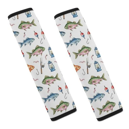 2 Pack Universal Fit Seat Belt Cover for Child, Stroller Pushchair High Chair, Fish Ocean Animal Art Automotive Seat Belt Protector, Pressure Relief - color: Pattern 890