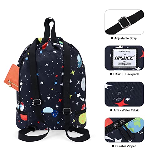 Dry Wet Drawstring Backpack with Shoe Compartment for Women Adjustable Gym Bag - color: Universe