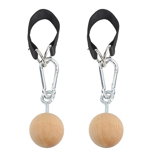 ZJchao Wooden Pull Up Balls, Rock Climbing Holds Training Set Arm Strength Trainer Pull Up Ball with Composite Material 304 Stainless Steel Hook for Home Gym Workout Travel