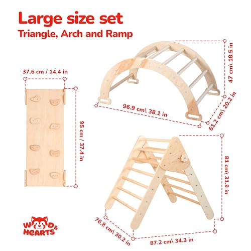 Montessori Climbing Set for Kids Ages 2–8:Triangle, Arch and Ramp | 3in1 Montessori Set, Activity Gym for Toddlers