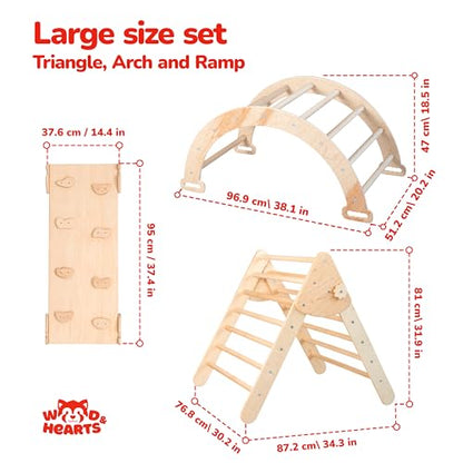 Montessori Climbing Set for Kids Ages 2–8:Triangle, Arch and Ramp | 3in1 Montessori Set, Activity Gym for Toddlers