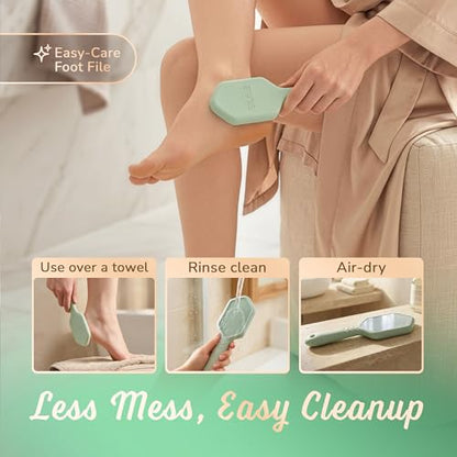 SILKLE Nano Glass Foot File - Foot Callus Remover for Feet & Foot Scrubber | Silicone Grip for Non-Slip Control - Foot Scrubber for Dead Skin, Heel Scraper for Cracked Heels & Foot Exfoliator - Green - style: Green