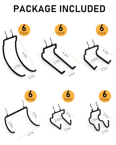 INCLY 36 Pack 1/4" Pegboard Drill Holder Tool Utility Hooks | Heavy Duty Pegboard Hooks, Peg Board Tool Hangers Accessories, for Hanging Power Tools, Drill, Hammer, Workbench, Garage - size: 36 Pack