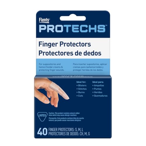 Flents Protechs Finger Protectors & Toes Cots, Ideal for Blisters, Scrapes, Stitches, Burns and Cuts, Moisture and Dirt Proof, Rubber, Assorted Sizes (S/M/L), 40 Count (Packaging May Vary) | Helps Shield Blisters, Cuts, Burns And Stitches From Moisture An