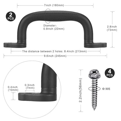 Dolibest 2-Pack Safety Handles for Swing Sets & Playsets - Monkey Bars with Anti-Skid Grip with Finger Indentations, Plastic Grab Handles, Easy Mounting for Climbing Frames, Playhouses, Treehouses - color: Black-2pcs