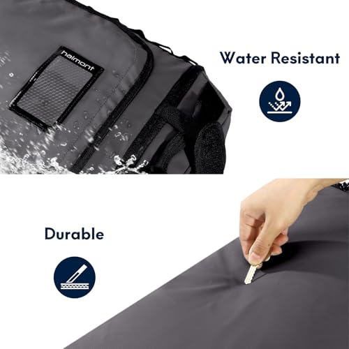 Haimont Duffel Backpack Bag 50L Water Repellent Sports Gym Bag Foldable Men Women with Shoe Compartment for Travel Hiking Camping Outdoor, Upgrade, Dark Grey - color: Army Grey