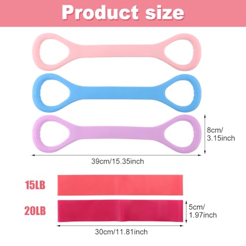 3pcs Figure 8 Resistance Band with Handles,Elastic Bands for Working Out,Arm,Back,Shoulder Training Elastic Ropes with 2pcs Rsistance Bands