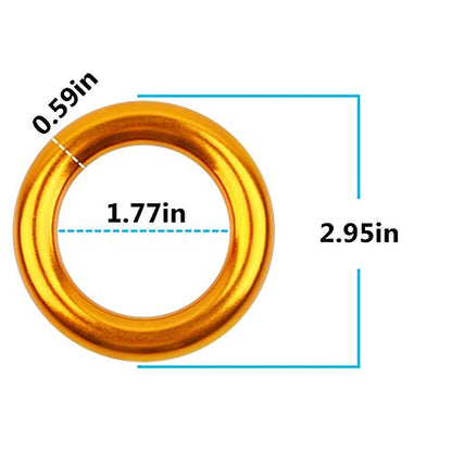 PROND Aluminum Rappel Ring, Climb Perfect Tension Aluminum Alloy O-Ring, 23KN Rappel Rings for Rock Climbing Arborist and Hammock - color: Gold - 1 Pcs/Pack