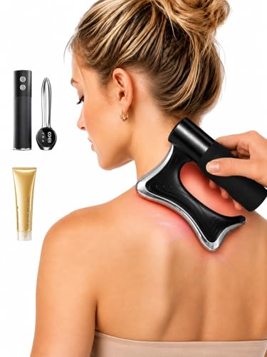 Heated Muscle Scraper Tool, Fascia Release Full Body Contouring Machine, Muscle Scraper Tool Features Modes: Vibration, Heat Therapy and Microcurrent, Fascia Instant Muscle Relaxation Soreness Relief - color: Black 03