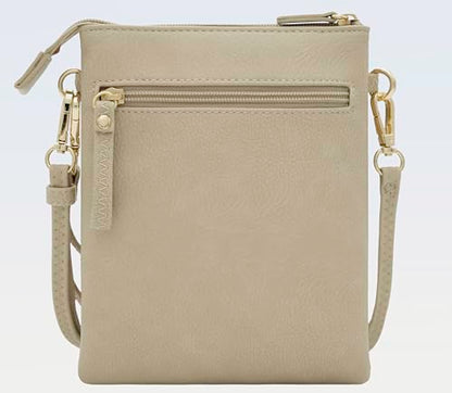 Solene Small Multi Zipper Pockets Crossbody Bag with Detachable Wristlet - color: Brick