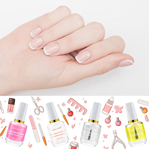 4in1 Nail Hardener Nail Strengthener Nail Rescue Calcium Primer for Thin Nails Growth Nail Repair Nail Care Kit with Cuticle Oil Cuticle Remover Gel Cream - color: 4in1