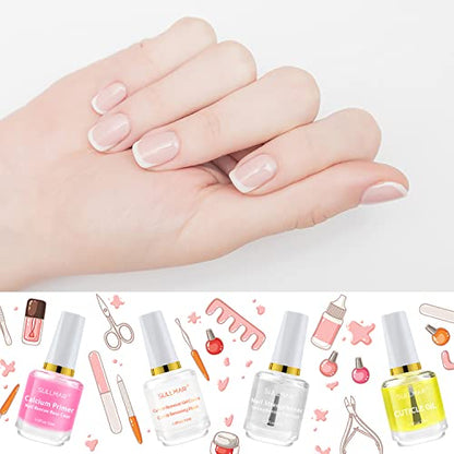 4in1 Nail Hardener Nail Strengthener Nail Rescue Calcium Primer for Thin Nails Growth Nail Repair Nail Care Kit with Cuticle Oil Cuticle Remover Gel Cream - color: 4in1