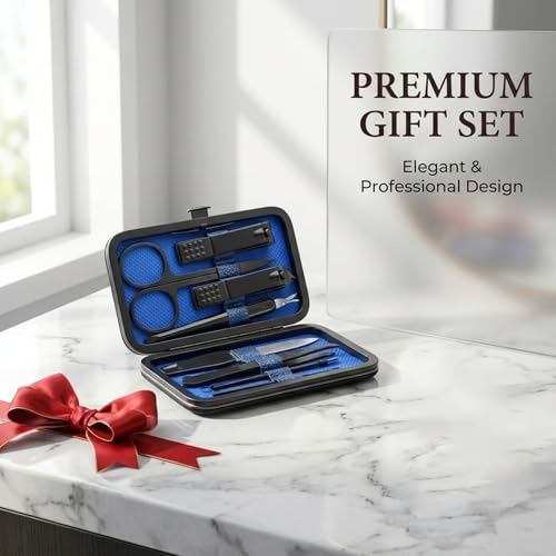 Manicure Set Nail Clipper Kit, 9-Piece Stainless Steel Nail Grooming Tools with Travel Case, Professional Fingernail and Toenail Care Kit for Home, Travel, Personal Grooming Blue - color: Blue