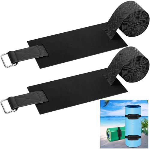 2 Set 90 Inch Anti-Slip Floating Water Mat Straps,Extra Long Floating Pad Strap with Pad Protectors and Metal Buckle,Reusable Neoprene Water Mat Straps for Storing Pad - color: 90 in