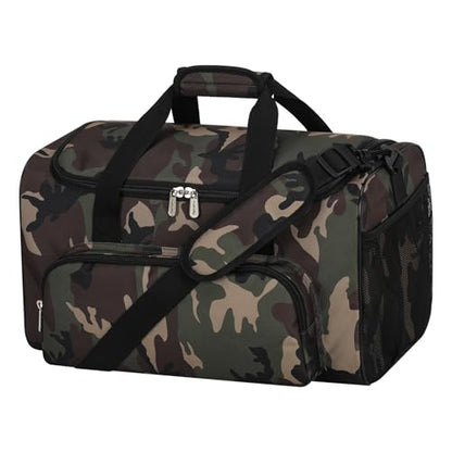 25L Small Gym Sport Duffle Bag, 17 inch, Camo | Weekender Overnight Bag, Travel, Workout, Fitness - color: Camo